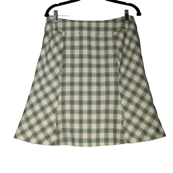 Ann Taylor Loft Mini Skirt Womens Size 8 Ivory Tweed Lined Wool Blend Plaid - Picture 5 of 6